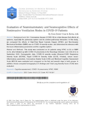 Evaluation of Neuroinflammatory and Neurocognitive Effects of Noninvasive Ventilation Modes in COVID-19 Patients