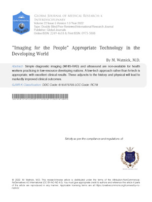 Imaging for the People Appropriate Technology in the Developing World