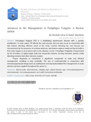 Advances in the Management of Pemphigus Vulgaris: A Review Article