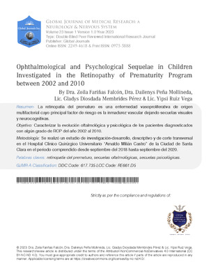 Ophthalmological and Psychological Sequelae in Children Investigated in the Retinopathy of Prematurity Program between the years 2002 and 2010