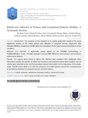 Beliefs and Attitudes in Women with Gestational Diabetes Mellitus. A Systematic Review