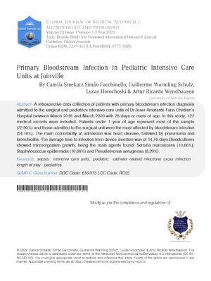 Primary Bloodstream Infection in Pediatric Intensive Care Units at Joinville