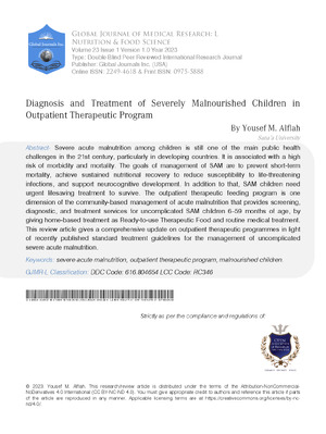 Diagnosis and Treatment of Severely Malnourished Children in Outpatient Therapeutic Programme