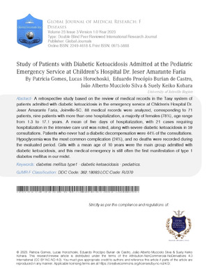 Study of Patients with Diabetic Ketoacidosis Admitted at the Pediatric Emergency Service at Childrens Hospital Dr. Jeser Amarante Faria