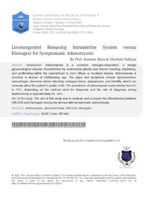 Levonorgestrel Releasing Intrauterine System versus Dienogest for Symptomatic Adenomyosis