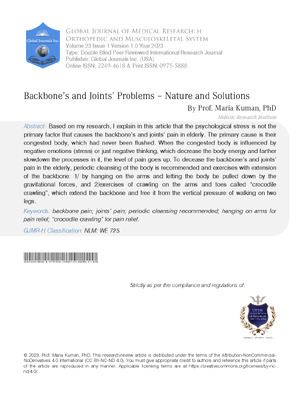 Backbone’s and Joints’ Problems – Nature and Solutions