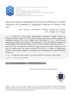Agreement Between Diaphragm Ultrasound and Pulmonary Function Testing in the Evaluation of Diaphragm Function in Patients with ALS