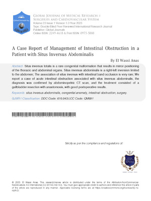 A Case Report of Management of Intestinal Obstruction in a Patient with Situs Inversus Abdominalis