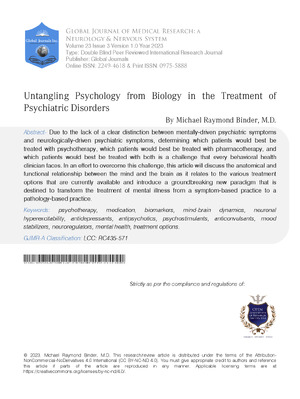 Untangling Psychology from Biology in the Treatment of Psychiatric Disorders
