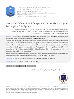 Analysis of influence and composition of the metal alloys of two implant drill system