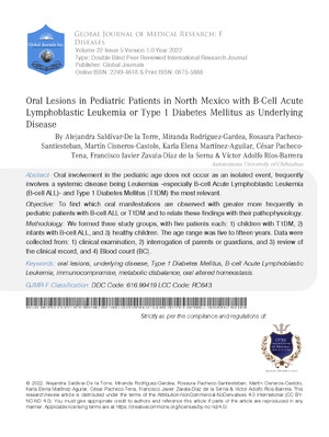 Oral Lesions in Pediatric Patients in North Mexico with Acute Lymphoblastic Leukemia or Type 1 Diabetes Mellitus as Underlying Disease