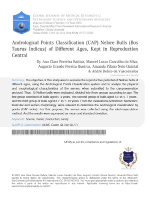 Andrological Points Classification (CAP) Nelore Bulls (Bos Taurus Indicus) Of Different Ages, Kept in Reproduction Central