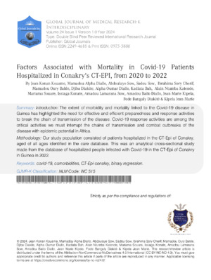 Factors Associated with Mortality in Covid-19 Patients Hospitalized in Conakrys CT-Epi, from 2020 to 2022