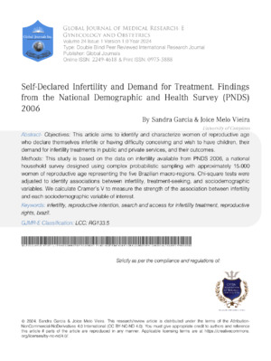Self-Declared Infertility and Demand for Treatment: Findings from the National Demographic and Health Survey (PNDS) 2006