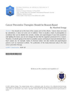 Cancer Preventive Therapies should be Reason-based