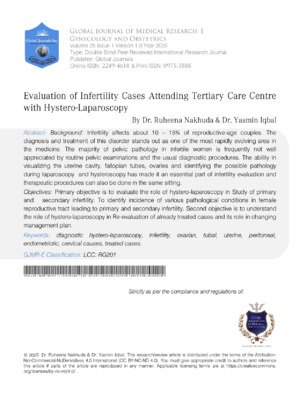 Evaluation of Infertility Cases Attending Tertiary Care Centre with Hystero-Laparoscopy
