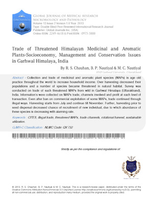 Trade of Threatened Himalayan Medicinal and Aromatic Plants-Socioeconomy, Management and Conservation Issues in Garhwal Himalaya, India